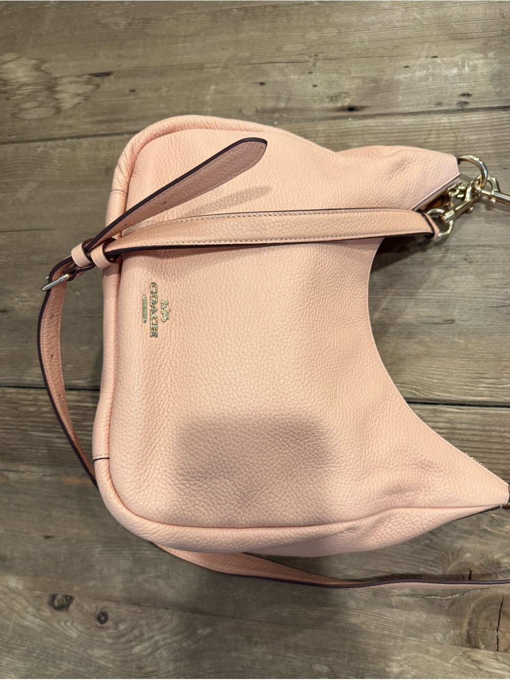 Coach Peach-Pink Pebbled Leather Hobo with Gold Hardware - Picture 8 of 16